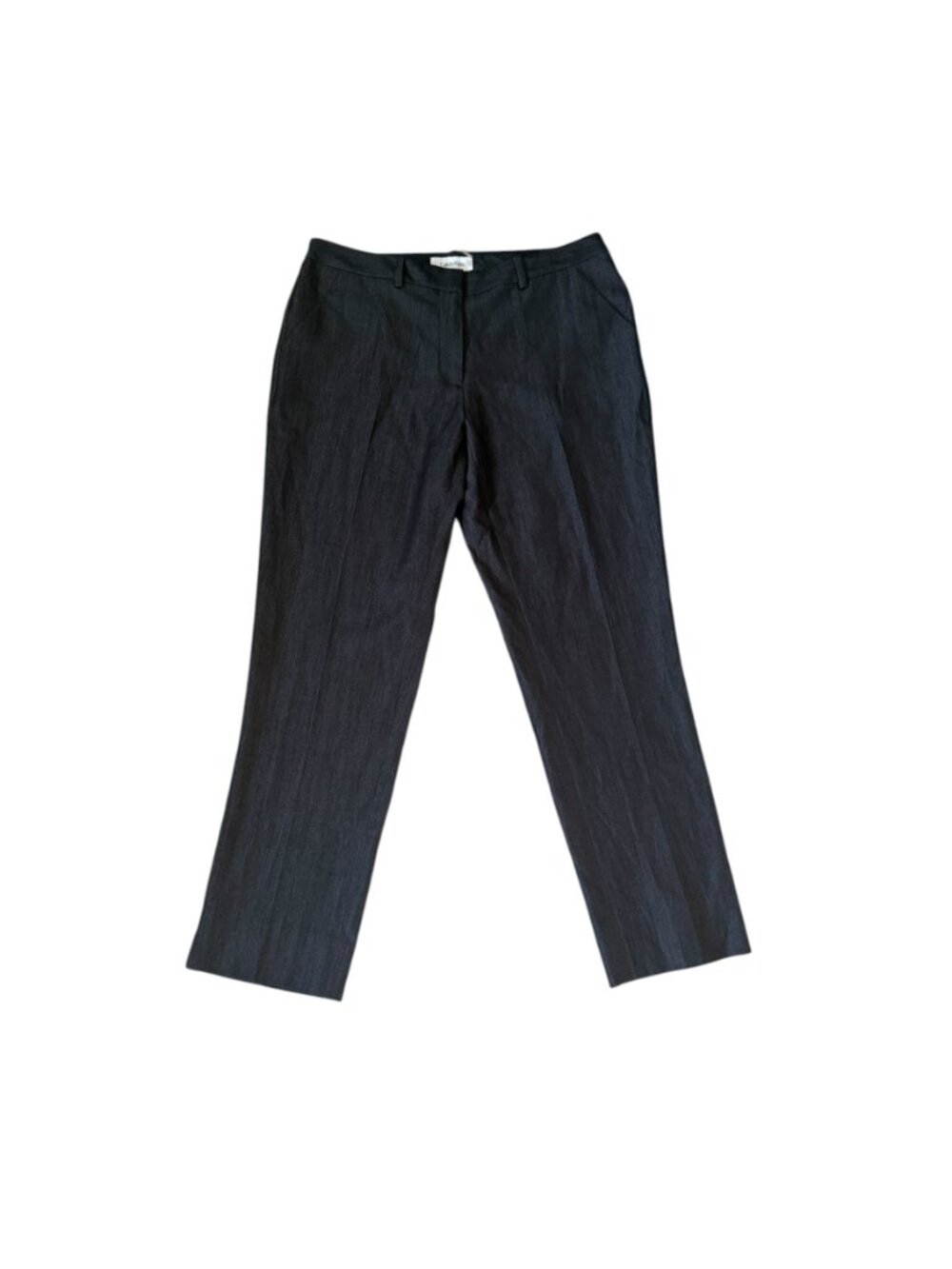 Calvin Klein black cropped career trousers stretchy hook button closure size 2